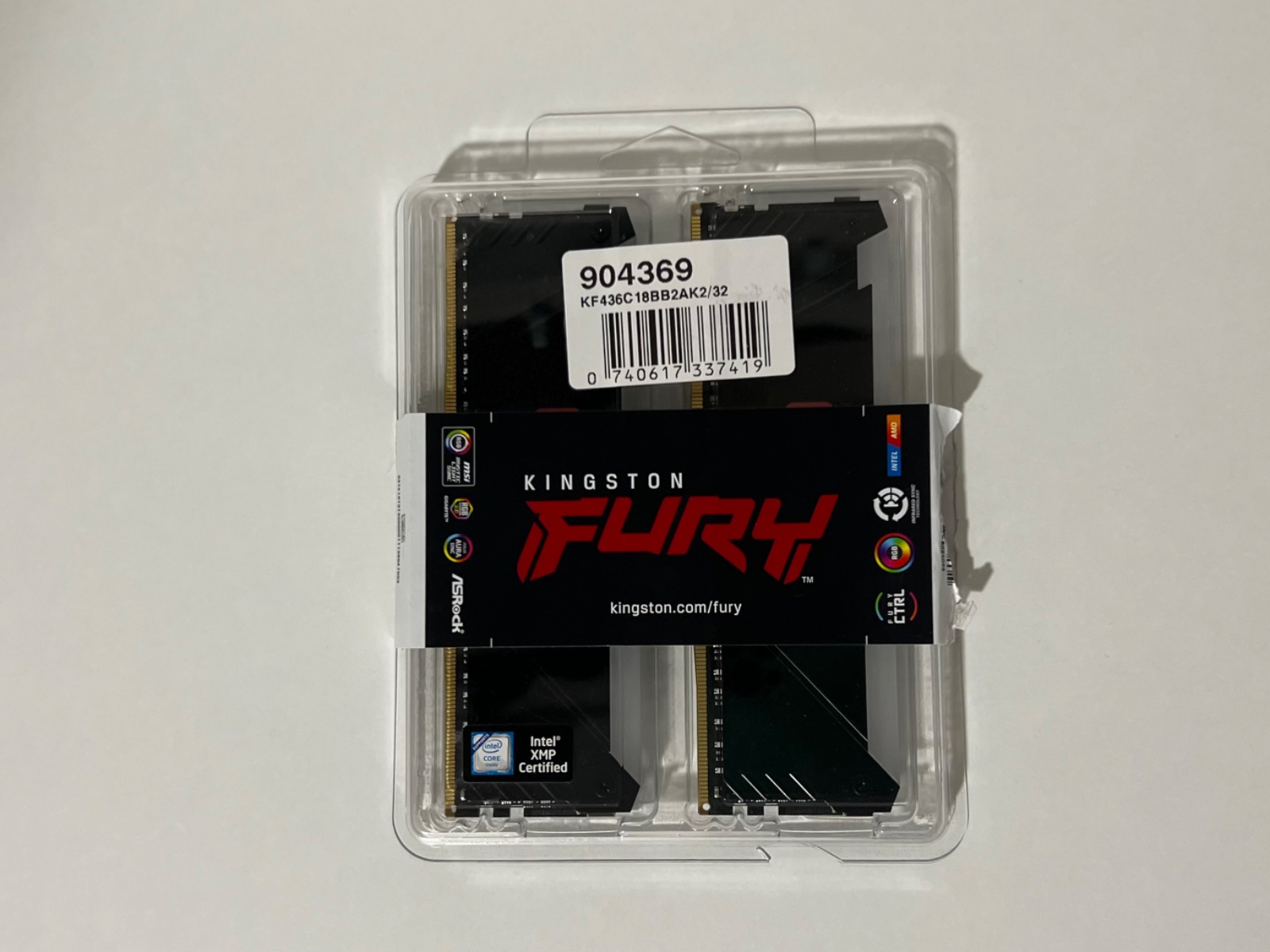 Kingston Fury beast RGB DDR4 32GB (2x16GB) 3600MHz CL18 muisti, 6 kuukauden takuu